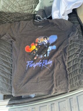 Prince Black 'Purple Rain' Kids Graphic Tee with Colorful Motorcycle Art